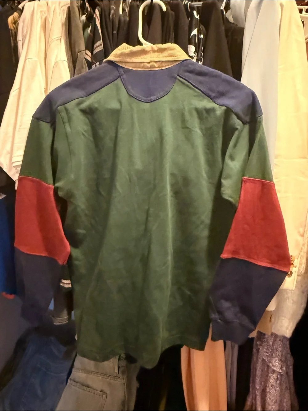 Architect Corduroy-Collar Rugby Polo in Green, Navy and Tan - Picture 2 of 3